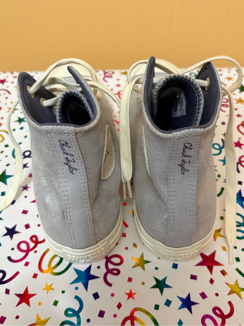 NWOB Converse Chuck Taylor All Star Suede Shimmer High Top Sneaker Lavender Grey